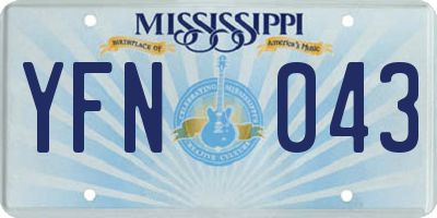 MS license plate YFN043