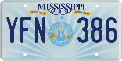 MS license plate YFN386
