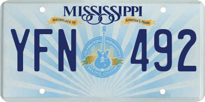 MS license plate YFN492
