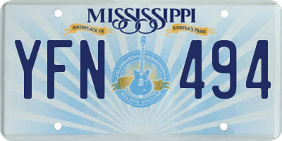 MS license plate YFN494