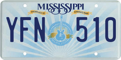 MS license plate YFN510