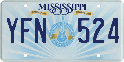 MS license plate YFN524