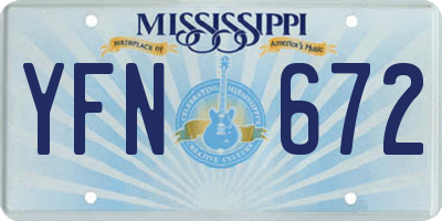 MS license plate YFN672