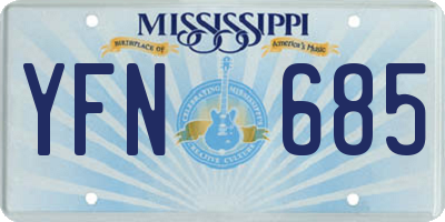MS license plate YFN685