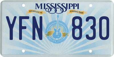 MS license plate YFN830
