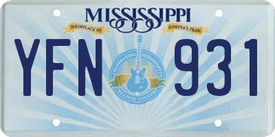 MS license plate YFN931