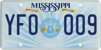 MS license plate YFO009