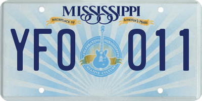 MS license plate YFO011