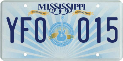 MS license plate YFO015