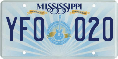 MS license plate YFO020