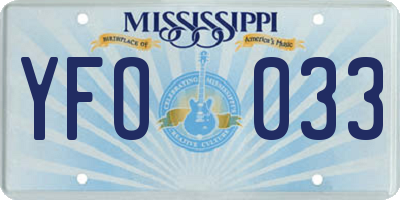 MS license plate YFO033