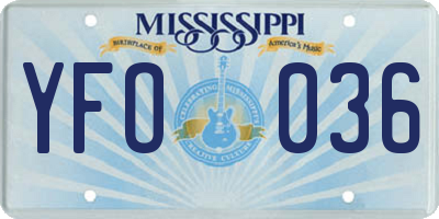 MS license plate YFO036