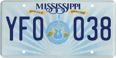 MS license plate YFO038