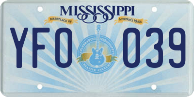 MS license plate YFO039