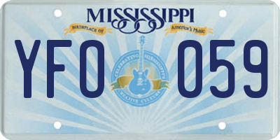 MS license plate YFO059