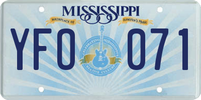 MS license plate YFO071