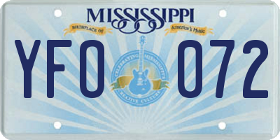 MS license plate YFO072