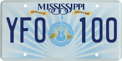 MS license plate YFO100
