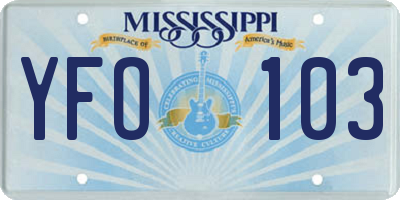 MS license plate YFO103