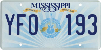 MS license plate YFO193