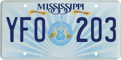 MS license plate YFO203