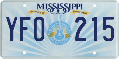 MS license plate YFO215