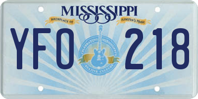 MS license plate YFO218