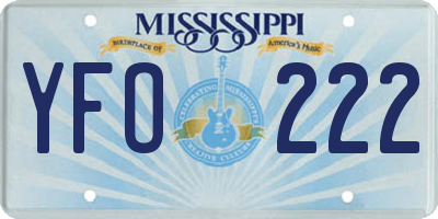 MS license plate YFO222