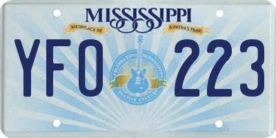 MS license plate YFO223
