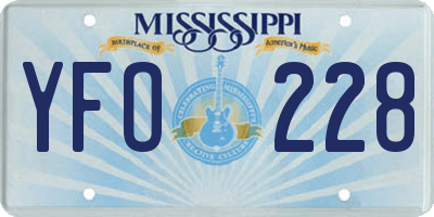 MS license plate YFO228