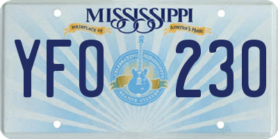 MS license plate YFO230