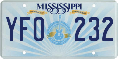 MS license plate YFO232