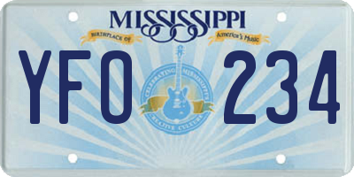 MS license plate YFO234