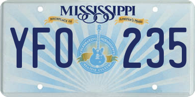 MS license plate YFO235