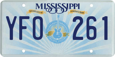 MS license plate YFO261