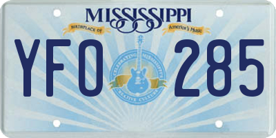 MS license plate YFO285
