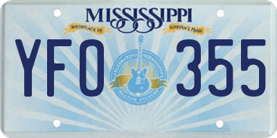 MS license plate YFO355