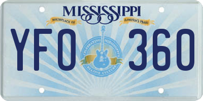 MS license plate YFO360