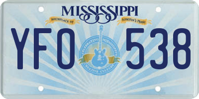MS license plate YFO538