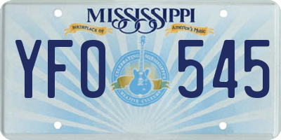 MS license plate YFO545