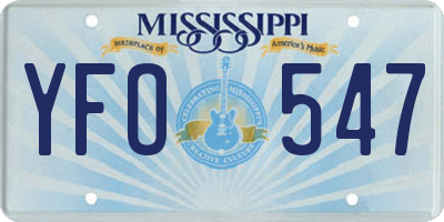 MS license plate YFO547