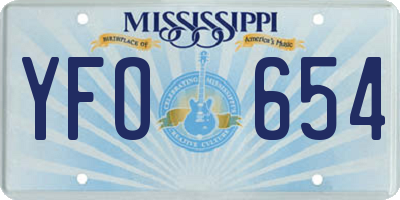 MS license plate YFO654