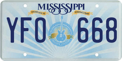 MS license plate YFO668