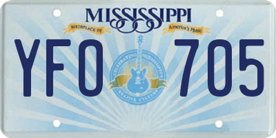 MS license plate YFO705