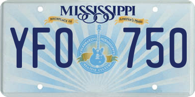 MS license plate YFO750