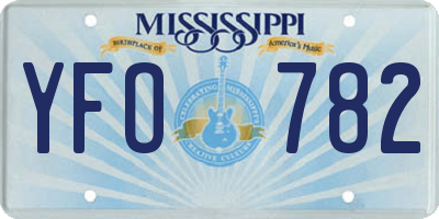 MS license plate YFO782