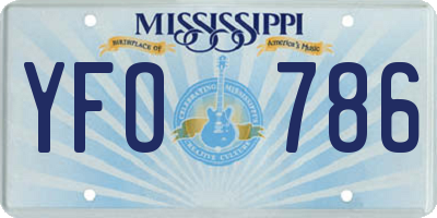 MS license plate YFO786