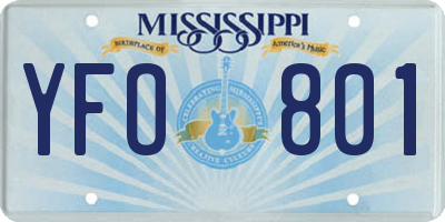 MS license plate YFO801