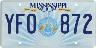 MS license plate YFO872