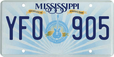 MS license plate YFO905